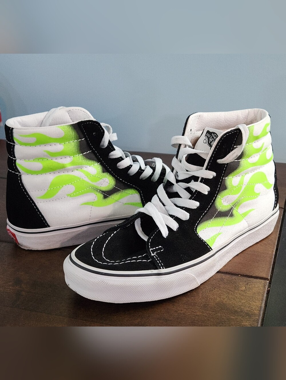 Vans Sk8-Hi Neon Green Flame Shoe